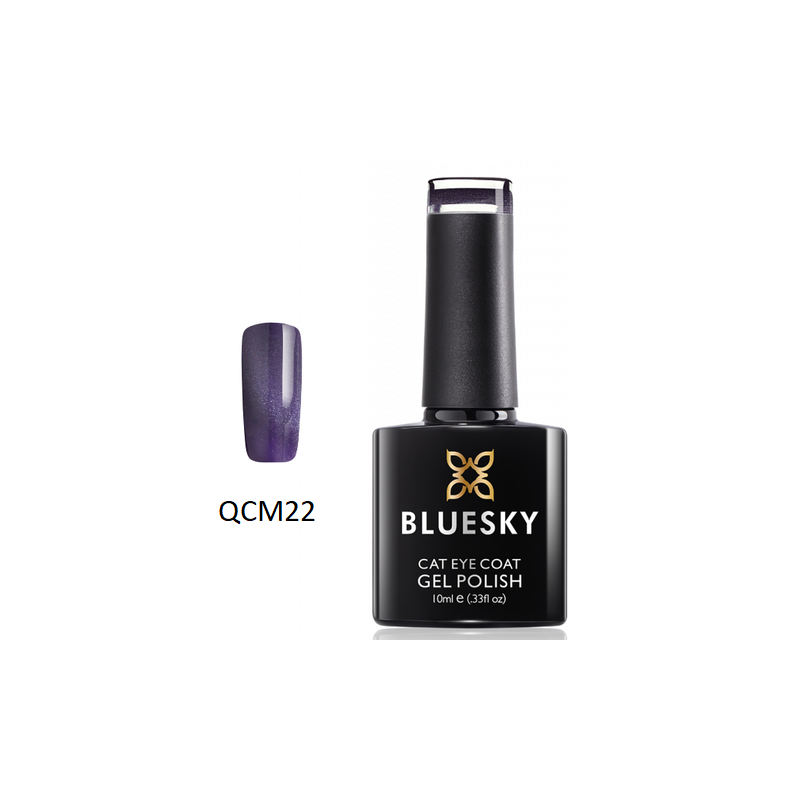 Bluesky QCM 22 - Hibridinis lakas 10 ml - Katės akis - Violetinė ir sidabrinė Juoda Perfect Nails