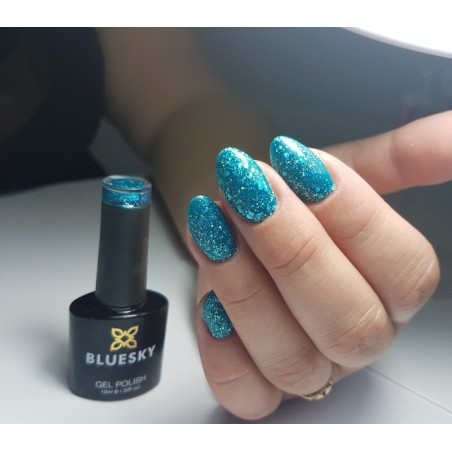 "Bluesky" gelinis lakas 10ml Nr. BLZ 10 TEAL BLUE GREEN 10ml BRILLIANT BLUE