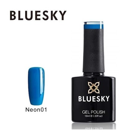 Bluesky NEON hibridinis lakas 01 BLUE SUMMER FUN NAIL 10ml 10ml NEON BLUE