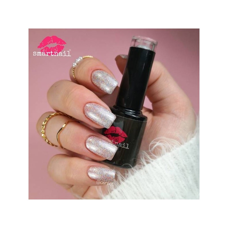 1491 Smartnail hibridinis lakas Holografic 6ml 6g pilkas brokatas sidabrinis
