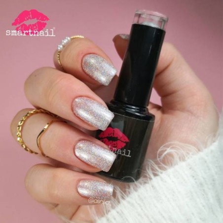 1491 Smartnail hibridinis lakas Holografic 6ml 6g pilkas brokatas sidabrinis