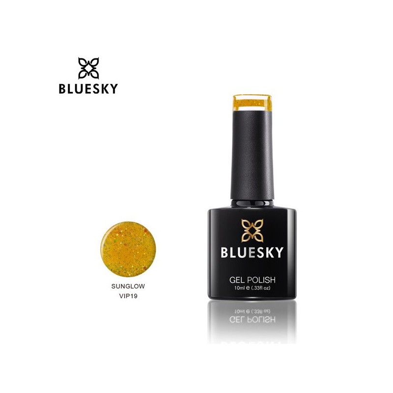 Bluesky hibridinis lakas VIP 19 SUNGLOW 10ml blizgantis aukso oranžinės spalvos